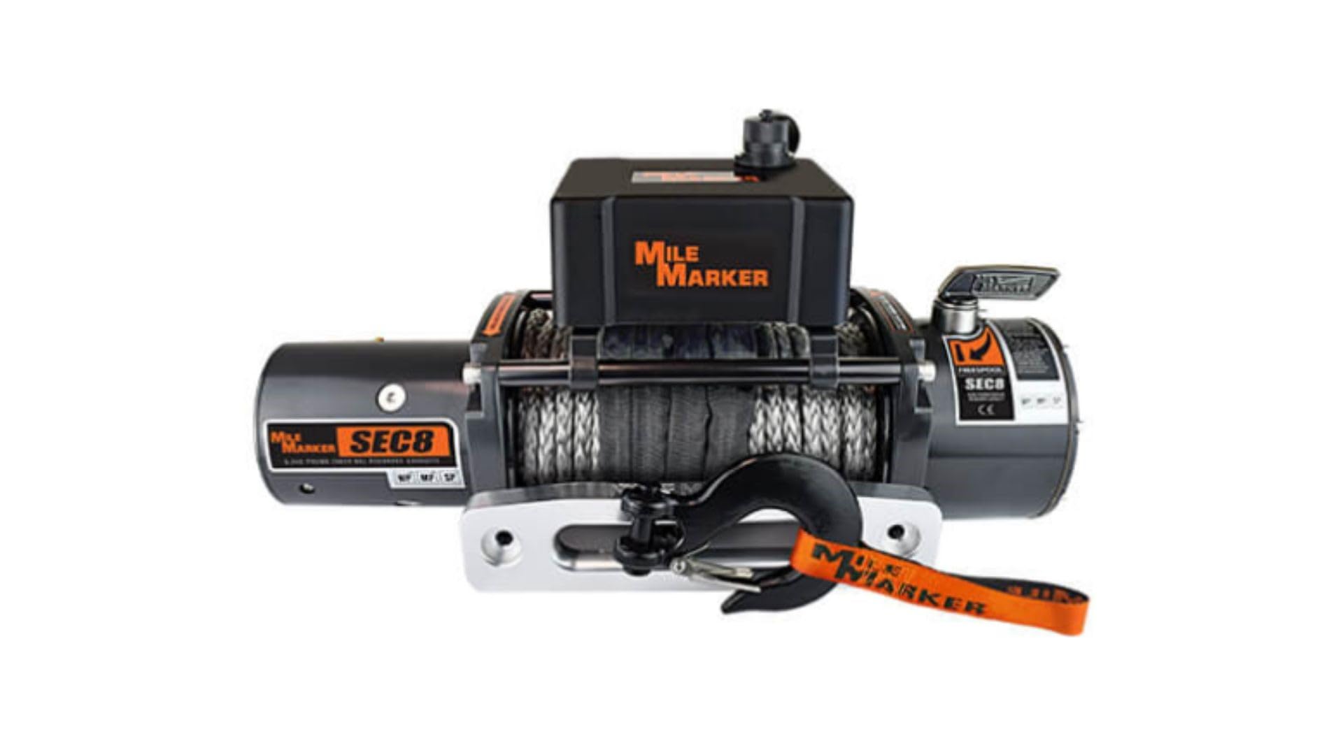 Winch Mile Marker 77-53141W Sec 8 8000 Pound Pulling Power - Waterproof, Corrosion Resistant Stainless Steel Fasteners, 4.9 HP Series Wound Motor, Automatic Load Holding Brake