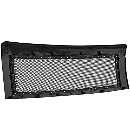 Glossy Black Spec-D Tuning Stainless Steel Rivet Mesh Style Front Hood Grille Compatible with 2009-2014 Ford F150