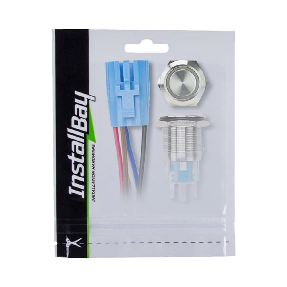 19Mm Stainless Round Install Bay Switch W/Latch & Harness - Blue