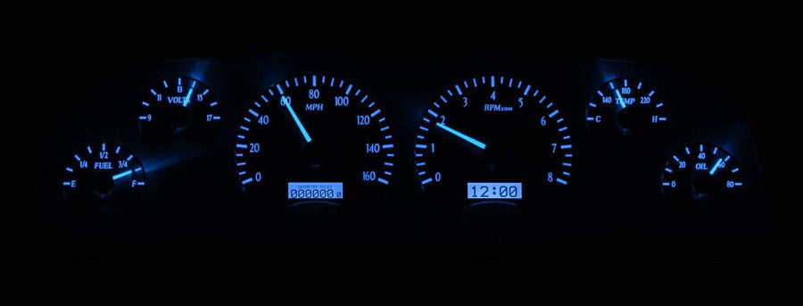 Dakota Digital VHX-64C-PU-C-B Analog Dash Gauge System Compatible with 1964-66 Chevy Pickup Truck Carbon Fiber Style Blue Backlighting