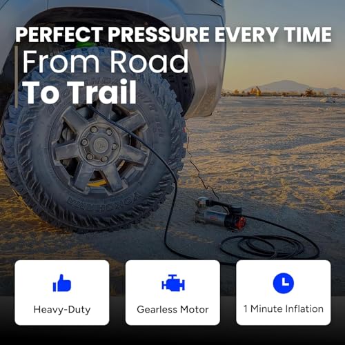 Digital VIAIR EVC84P - Portable Air Compressor Tire Inflator for Car, SUV & Truck | Preset Automatic Shut Off Feature | 12V Road Tire Pump Air Compressor 60 PSI | Press-On Chuck