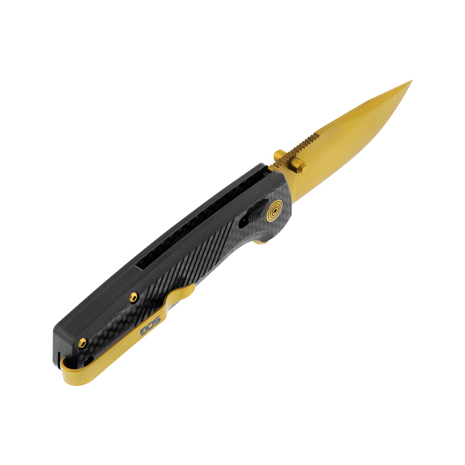 SOG Lightweight Terminus XR LTE Everyday Carry Folding Knives with Pocket Clip| Cryo CPM S35VN Steel | XR Locking Mechanism, Carbon/Gold
