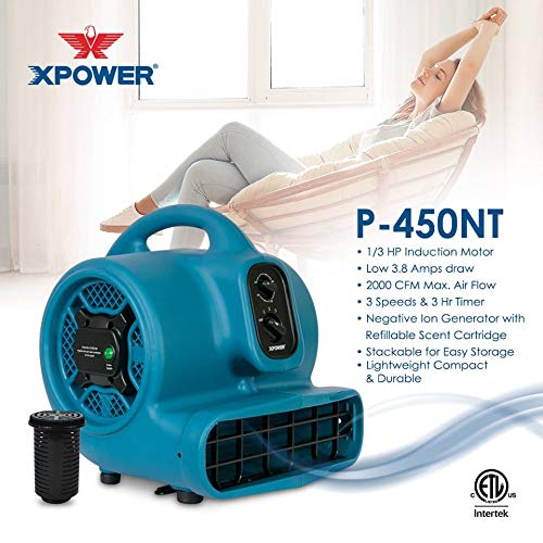 Freshen Aire XPOWER P-450NT Scented Air Mover Ionizer for Immediate Scenting, Cooling, Ventilating, & Drying of Large Areas