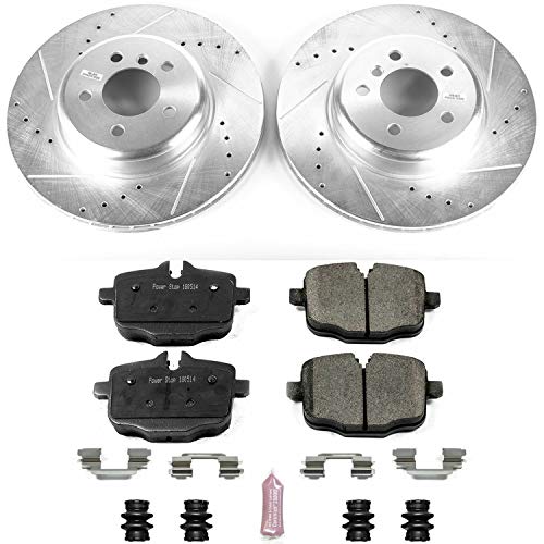 Rear Power Stop K5693 Z23 Carbon Fiber Brake Pads with Drilled & Slotted Brake Rotors Kit