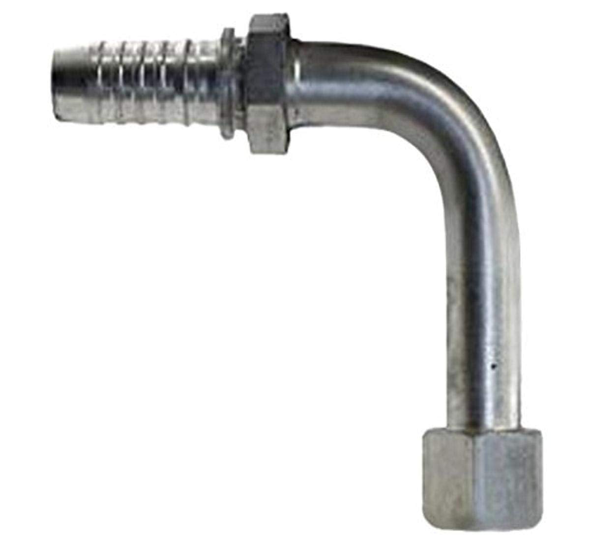 GlobalSpiral Couplings Gates 6GS-6FJX90L, Female JIC 37° Flare Swivel, Zinc Plated Carbon Steel, 3.39", 90° Bent Tube, 3/8" ID