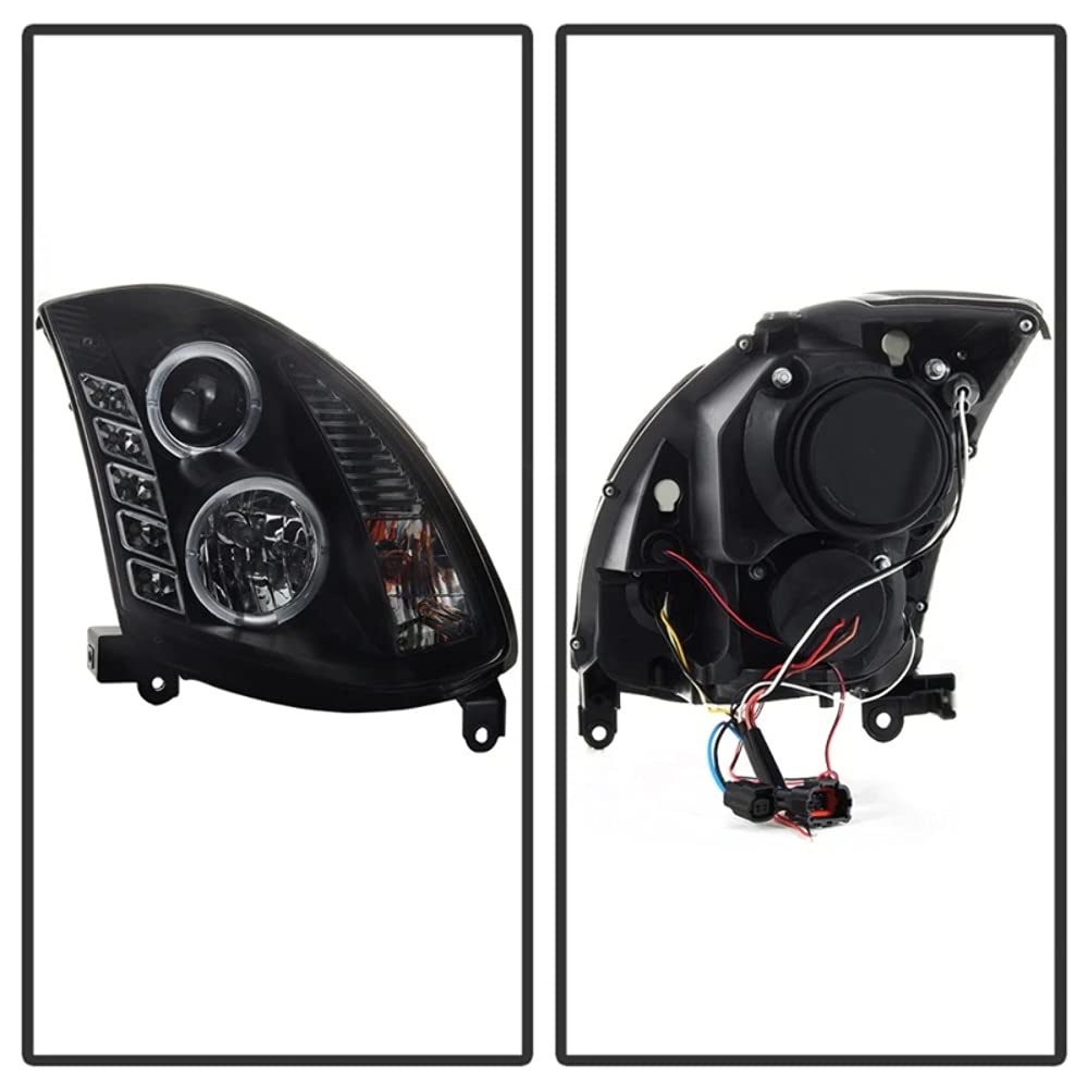 Spyder Infiniti G35 03-07 2DR Projector Headlights - Xenon/HID Model Only (Not Compatible With Halogen Model) - LED Halo - DRL - Black - High H4 (Included) - Low D2R (Not Included)