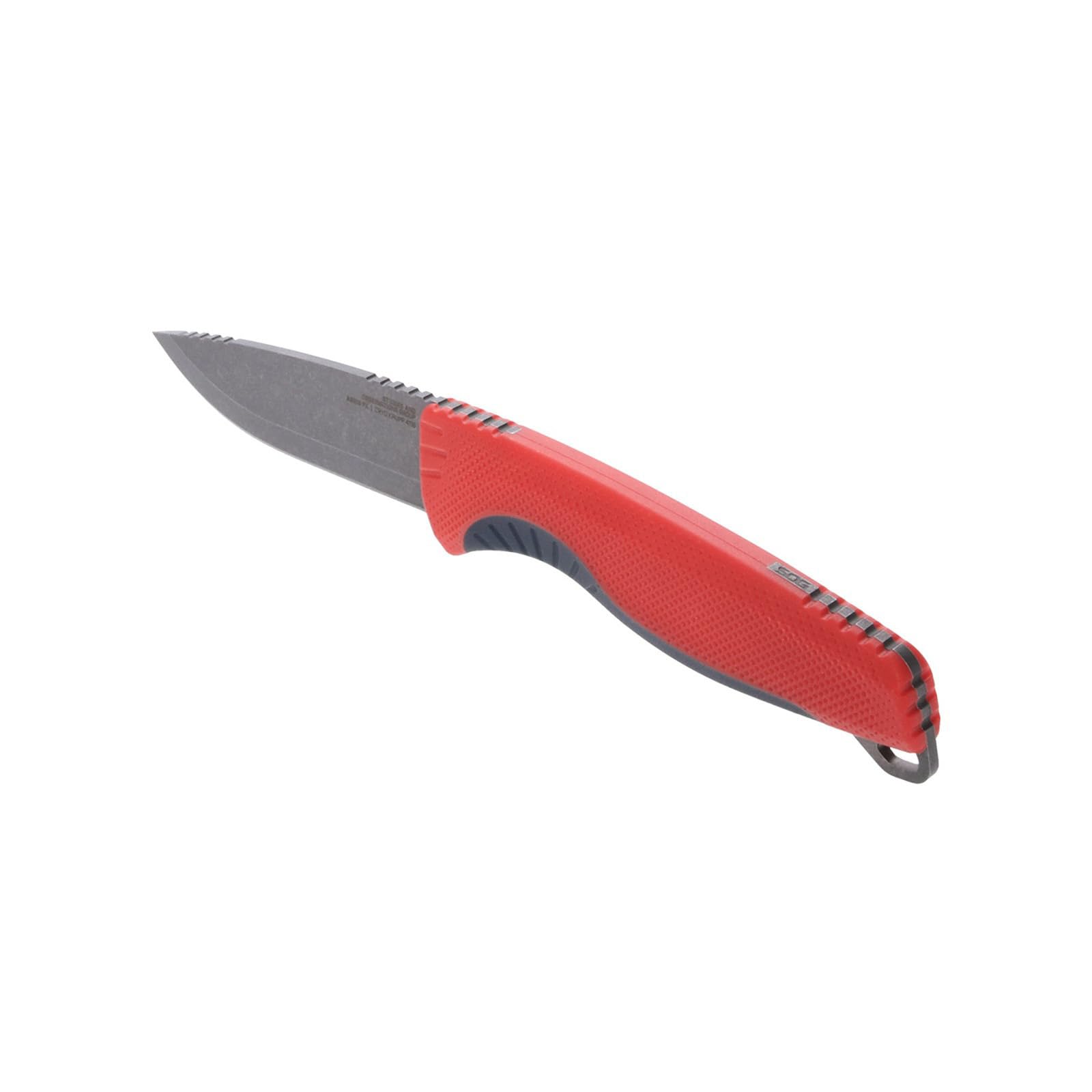 SOG Aegis FX Outdoor Survival Fixed Blade Knife | CRYO 4116 Krupps Steel | GRN Rubber Handle | UMS Sheath, Rescue Red/Indigo