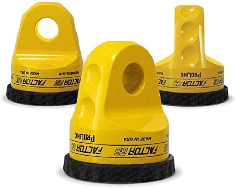 Factor55 Prolink 00015-03 Original shackle mount replaces winch hook with stronger shackle D ring mount Max load rt.16,000 lb compatible with steel or synthetic ropes for off road adventures - Yellow