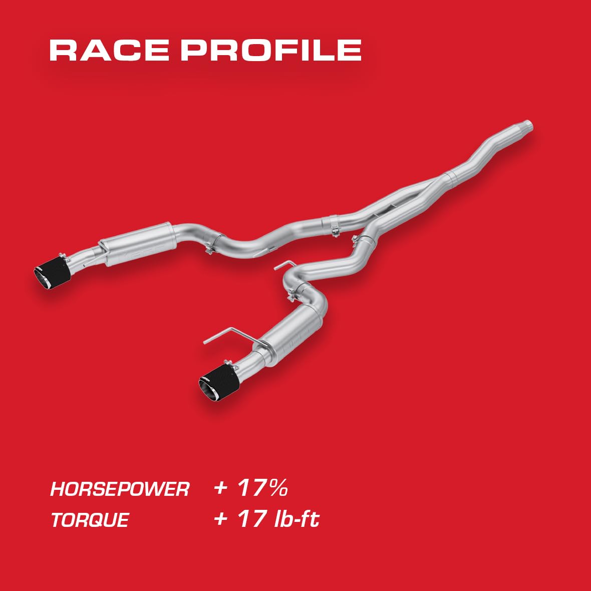 Ford Mustang MBRP 19-22 2.3 EcoBoost 3in Cat-Back Dual Split Rear w/4.5in Carbon Fiber Tips (Race)