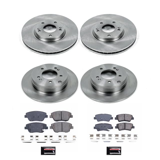 Power Stop Autospecialty KOE5376 Front and Rear Replacement Brake Kit-OE Brake Rotors & Ceramic Brake Pads For 2011-2015 Sonata | 2011 2012 2013 2014 2015 Optima [Application Specific]