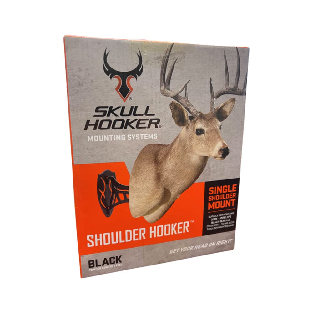 Skull Hooker Dual Shoulder Mount Small/Medium Game Steel Powder-Coated with 8-inch Swing Arm, Black