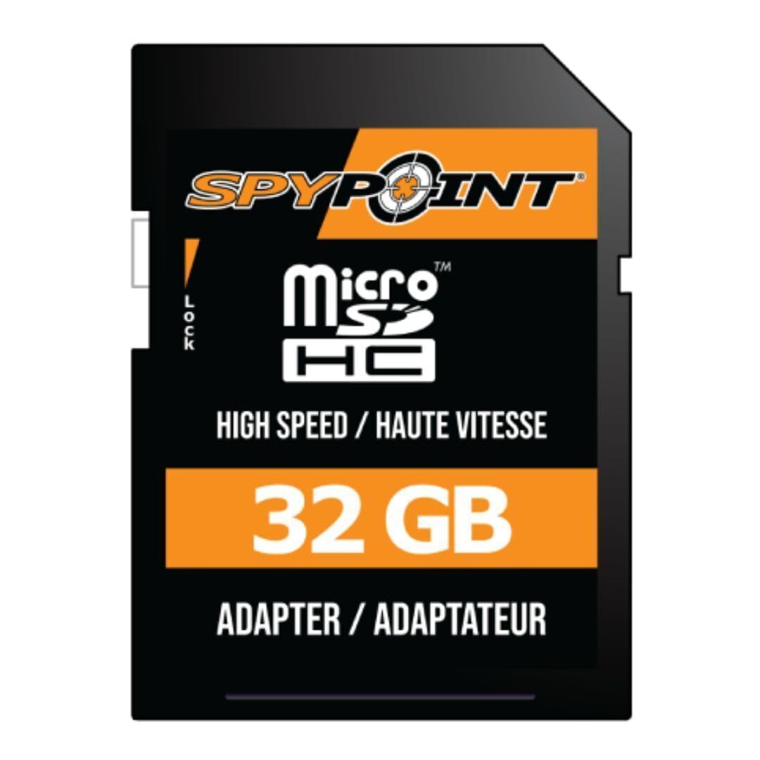 Micro SD Memory Card SPYPOINT 32GB Trail for Cameras | Adapter Media Storage for Trail and Game Cameras Designed | Used in Hunting and Trail Cams (Class 10 Speed)