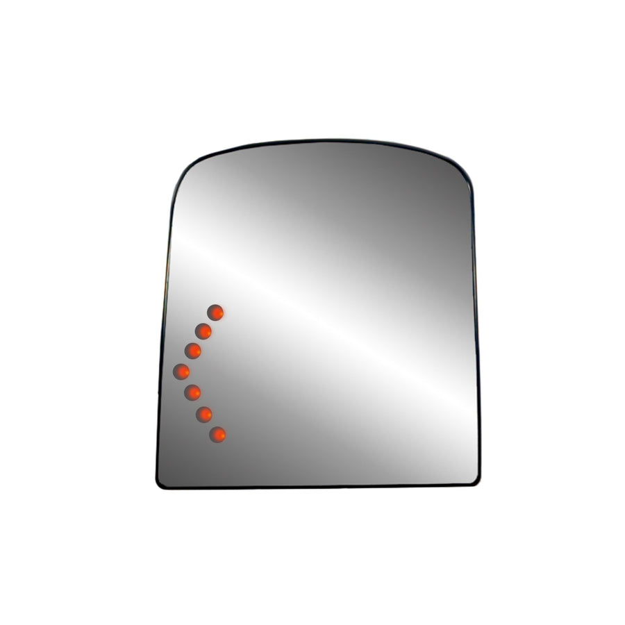 Heated Driver Side Mirror Glass w/backing plate, Chevrolet Avalanche, Silverado, GMC Sierra, Suburban, Yukon, Tahoe, Towing mirror top lens, Arrow signal, 8" x 7 1/4" x 10"