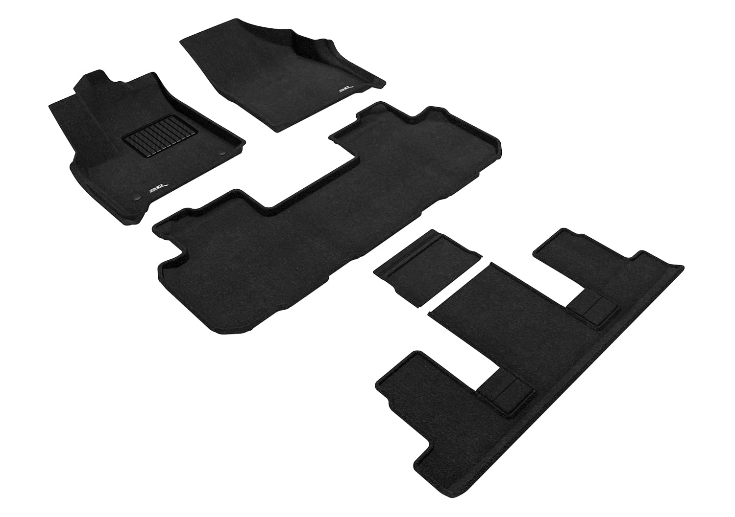 3D MAXpider Floor Mats Custom Fit for 2018-2021 Buick Enclave 7-Seat Models, Black Elegant Carpeted 1st, 2nd & 3rd Row