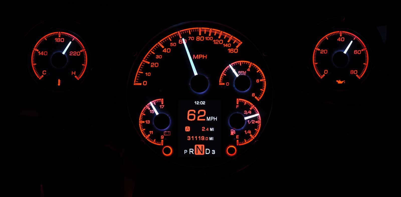57 Chevy Dakota Digital Customizable Gauge System Kit Silver Alloy HDX-57C-S