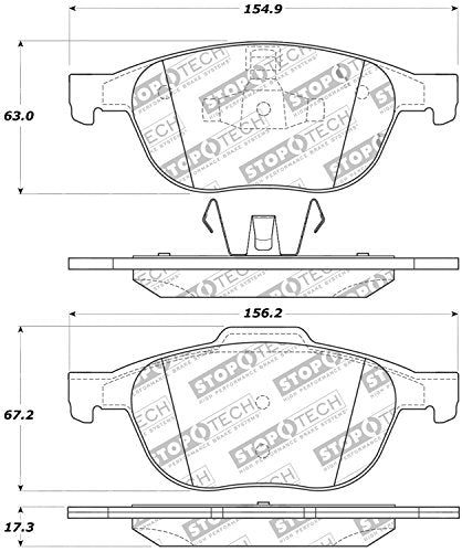 Front StopTech 308.10440 Brake Pads with Shims and Hardware Street
