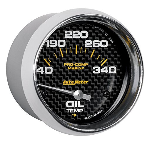 AutoMeter Oil Temp Gauge, 2 5/8", 140-300ºf, Electric, Marine Carbon Fiber (200765-40)
