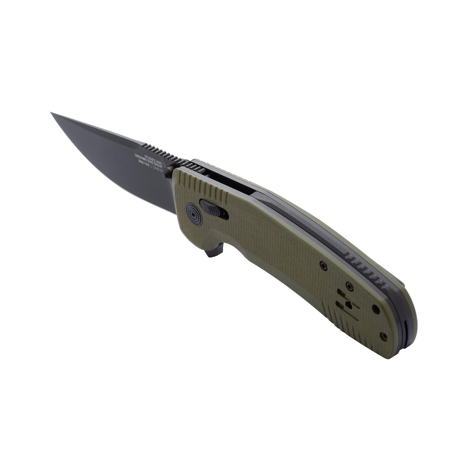 3.4" D2 Tool Steel Blade SOG TAC XR Professional Folding Knife & Ultra-Grip G10 Handle | Single-Handed Ambidextrous Use, OD Green