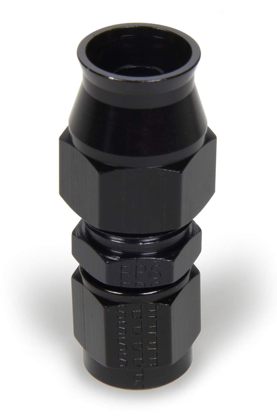 Fragola Fitting, Race-Rite Hose End, PTFE Hose, Straight, 6 an Hose Barb to 6 an Female, Swivel, Aluminum, Black, Each