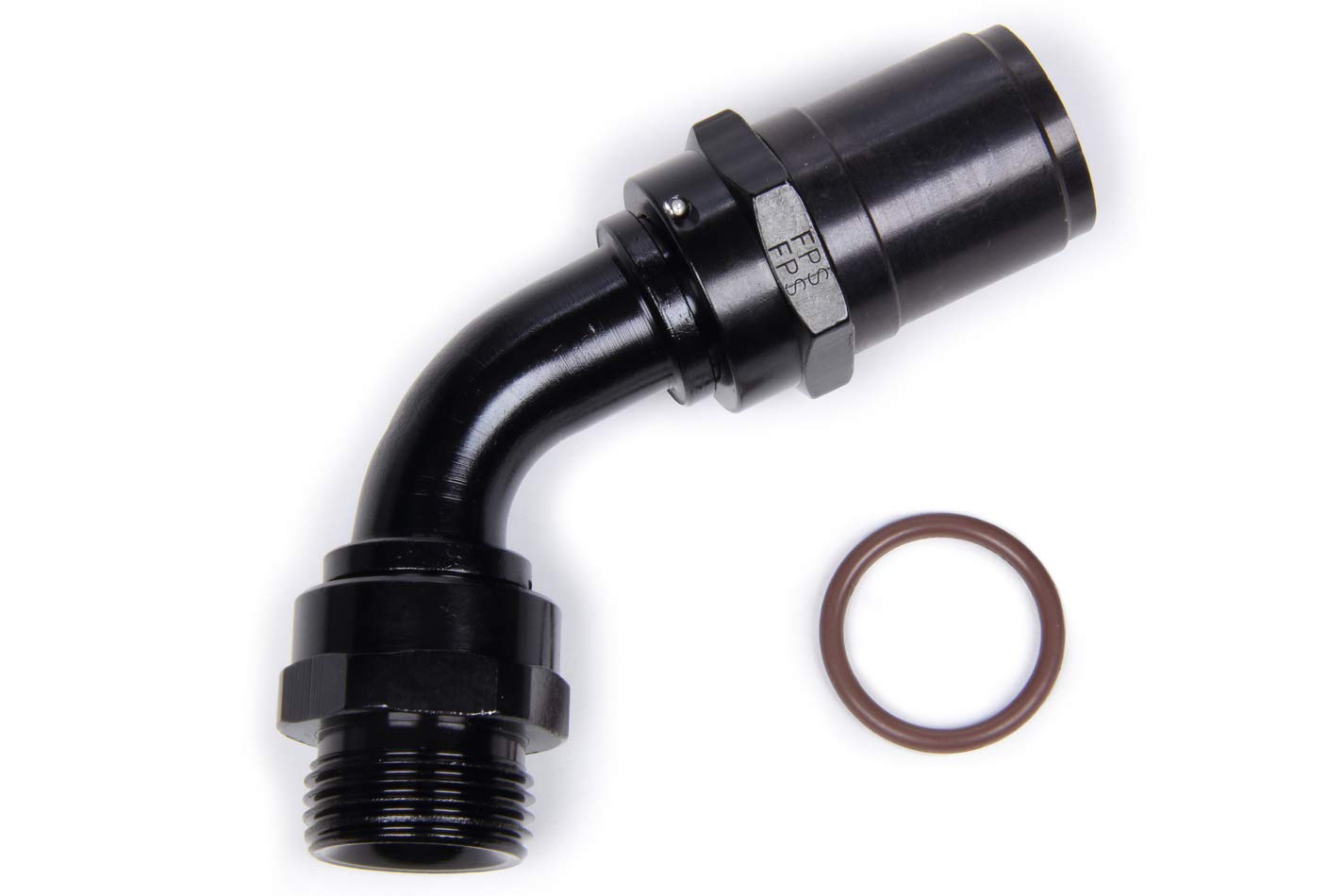 FRAGOLA Fitting, Race-Rite, Hose End, Crimp-On, 60 Degree, 12 an Hose Crimp to 1-1/16-12 in Male O-Ring, Aluminum, Black Anodize, Each
