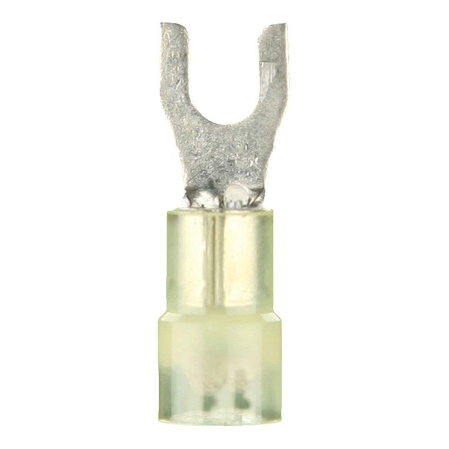 YNST8 Install Bay Spade Terminal Nylon Connector 12/10 Gauge #8, Yellow (100-Pack)