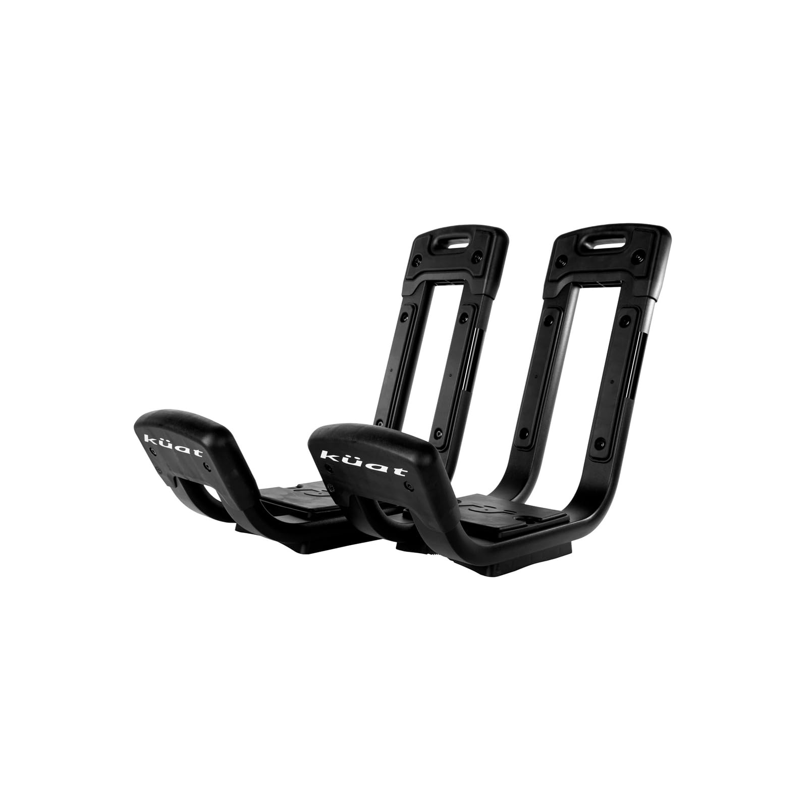 KUAT Universal Class 2 Fixed J-Style Durable Kayak Hauling Rack | Car Truck Van Rooftop Crossbar Mounted Boat Transportation System, Black | 2 Racks, 4 Tying Straps, Mounting Plates, Bolts & T-Knobs