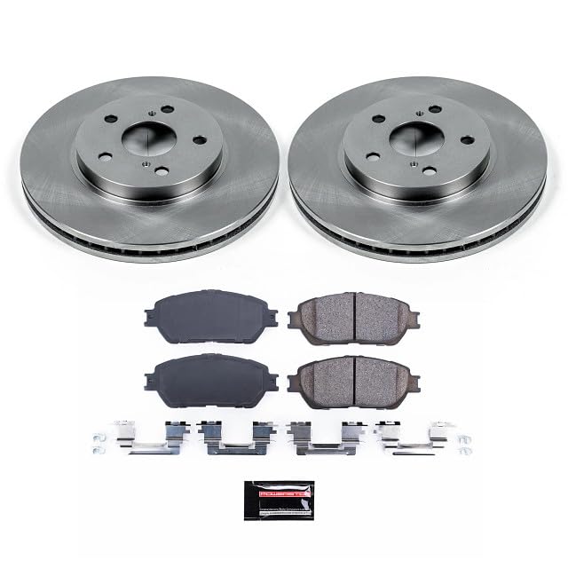 POWERSTOP Autospecialty KOE5438 Front Replacement Brake Kit-OE Brake Rotors & Ceramic Brake Pads For Toyota Avalon, Toyota Camry, Toyota Sienna, Toyota Solara [Model Specific]