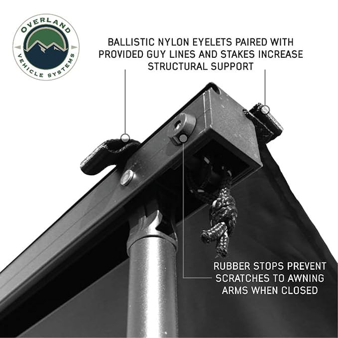 XD Nomadic 2.0 - Overland Vehicle Systems - Wall (Left Or Right) W/Black Out, 6.5' x 8.0', Black Body, Black Trim W/Storage Bag