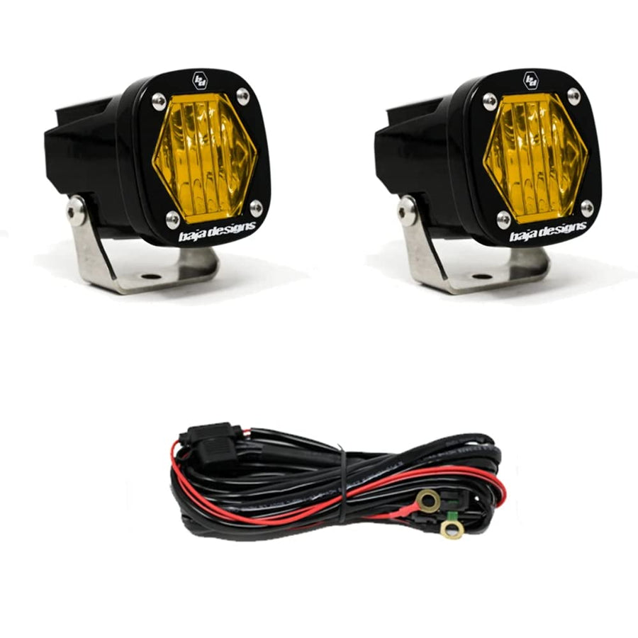 Baja Designs Auxiliary Light Pods S1 LED - Universal Fit with Wiring Harness, 2 LEDs (Wide Cornering; Amber)
