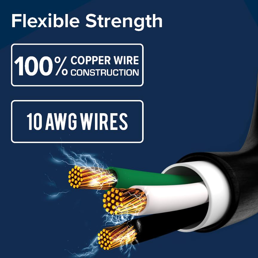 Power Grip Camco 25-Ft 30 Amp RV Extension Cord w/Locking End - Rated for 125V / 3,750W - Features Threaded Locking Ring for Weatherproof Connection & RV Power Cord 90° Head (55501)