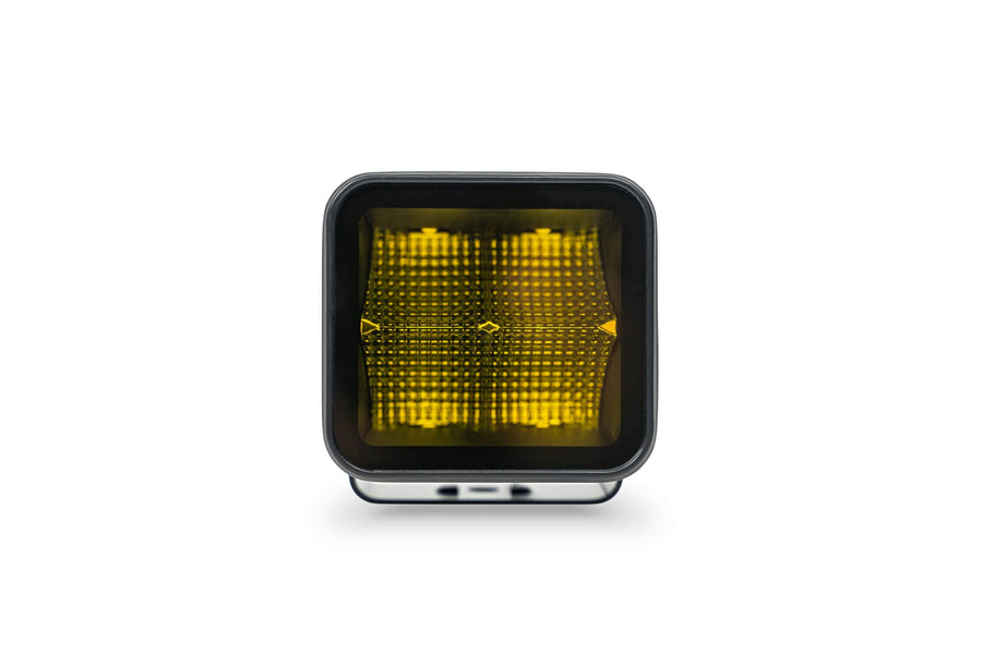3-Inch DV8 Offroad Elite Series LED Amber Off-Road Light Pod | Flood Light Pattern | Size: 3” x 3” x 2.75” | Bezel-Less Housing with Heat Fins