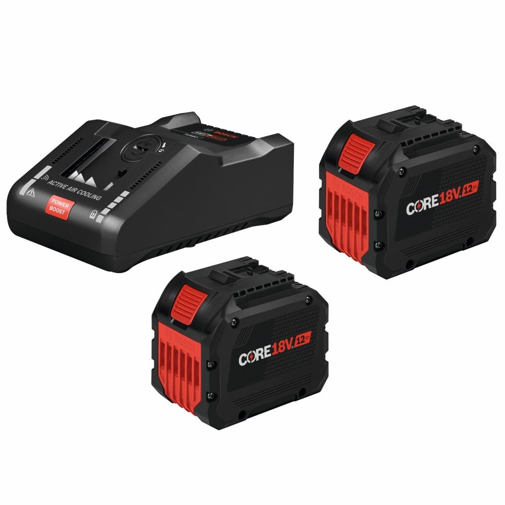 Bosch GXS18V-18N27 Starter Kit 18V with (2) CORE18V® 12 Ah High Power Batteries and (1) 18V 16 Amp Battery Turbo Charger
