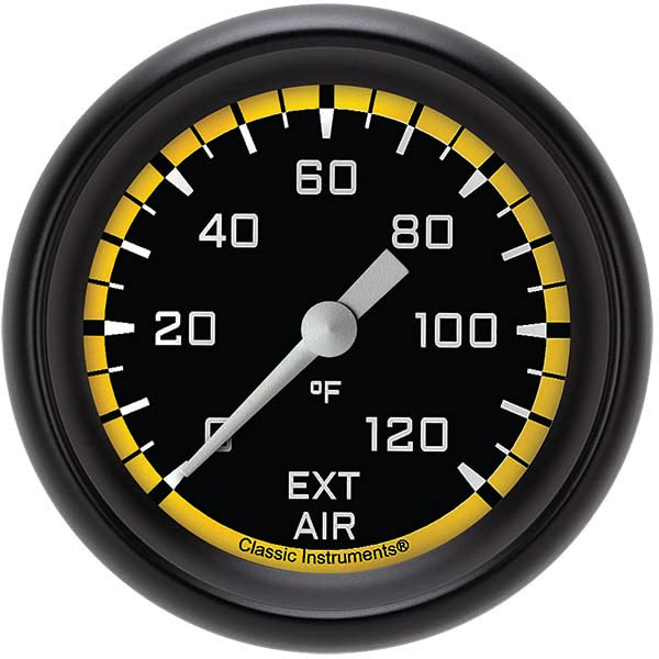AX399YBPF Classic Instruments AutoCross Yellow 2-5/8" External Air Temperature Gauge