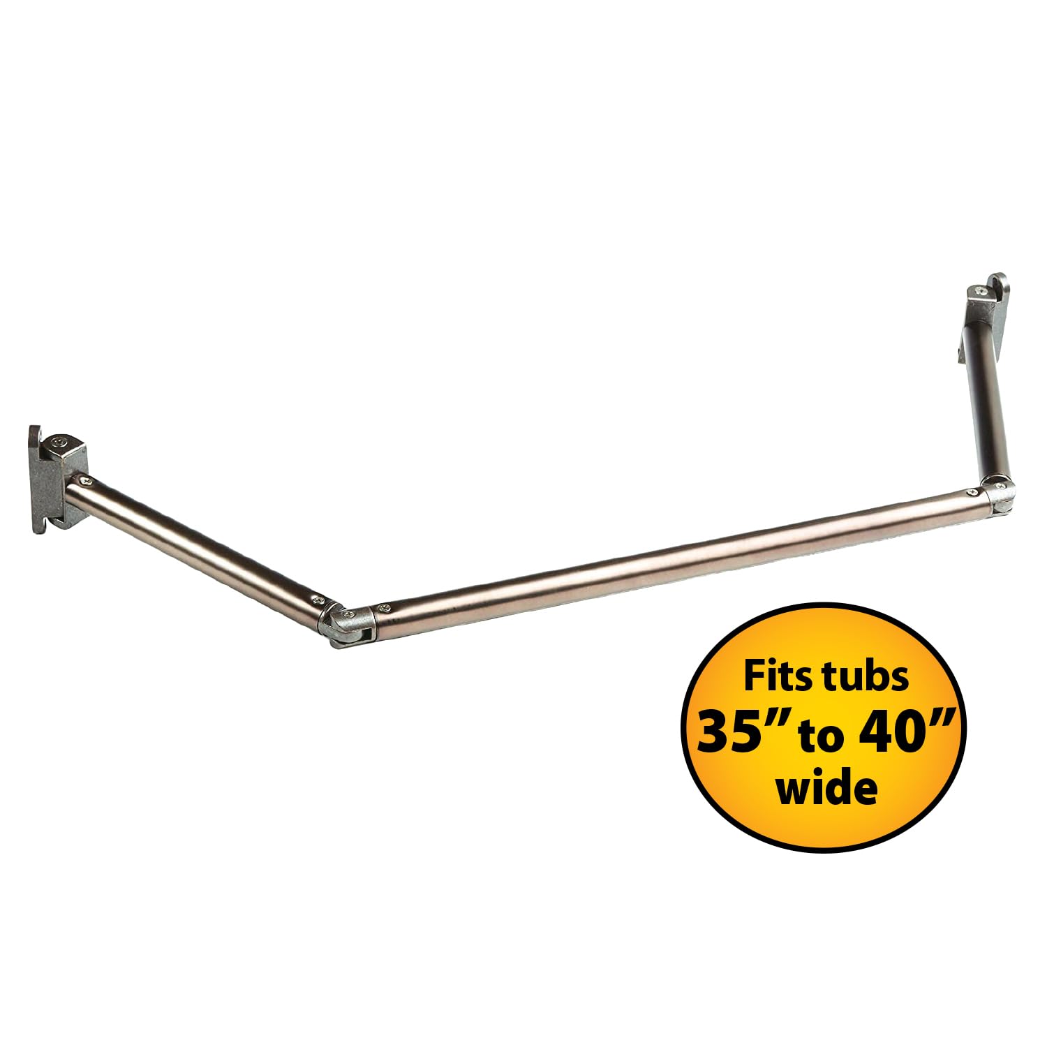 Stromberg Carlson Extend-A-Shower RV Rod EXT-3542S – Hinged Folding Adjustable Shower Curtain Rod for RV and Camper Bathrooms, Durable Space-Saving Design, Satin Finish, 35"-40" Openings