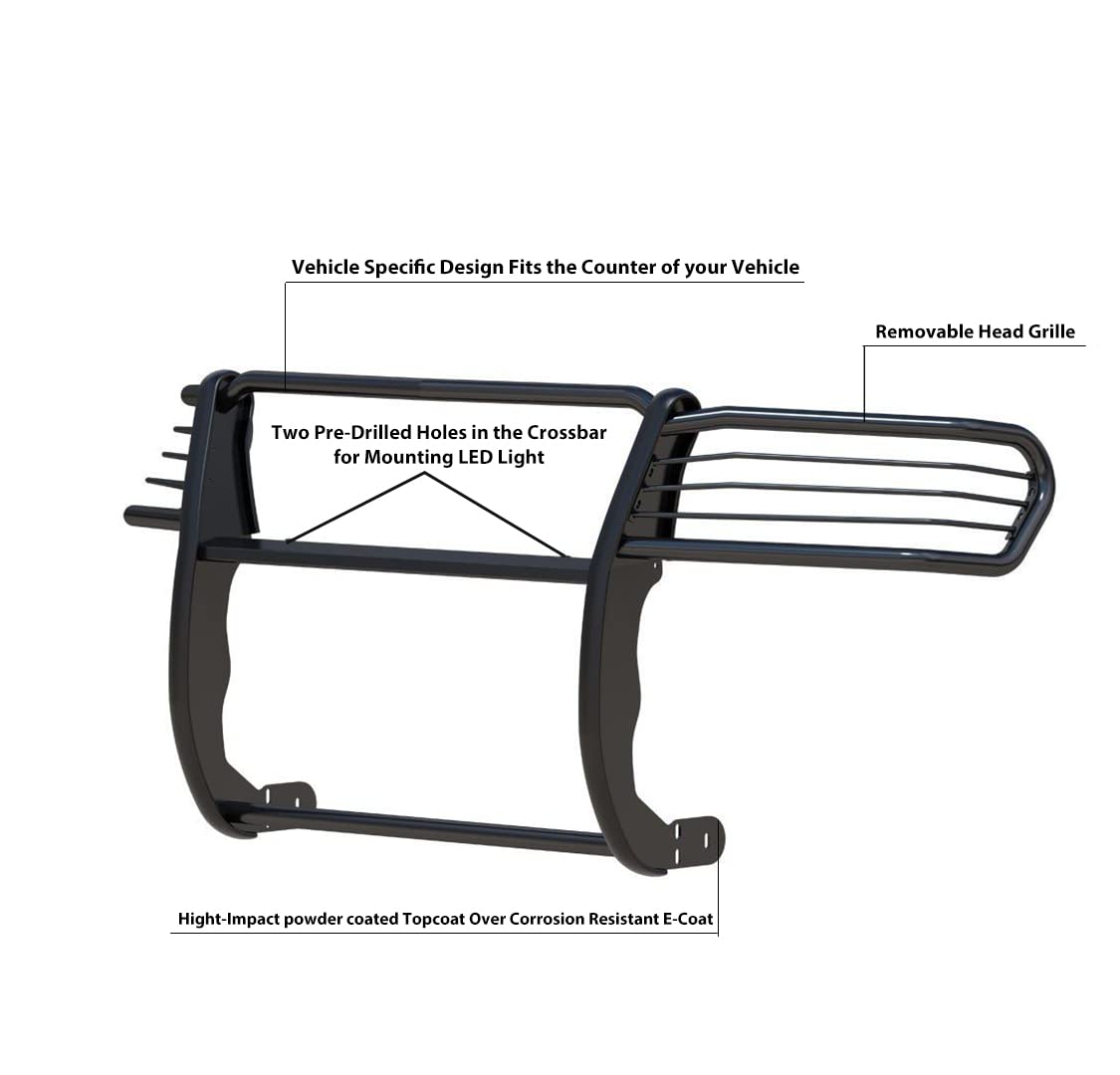 Grille Brush Black Horse Bumper Guard Modular Black Compatible with 1997-2003 Infiniti QX4|1996-2004 Nissan Pathfinder-17NE23MA
