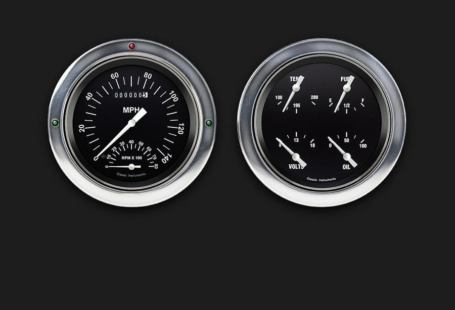 Classic Instruments Hot Rod CT54HR62-LS Direct Fit Gauge Package LS Swap 4 5/8" Speedometer with Built-in Tach and Quad Gauge Fits 1954-1955 Chevy Truck