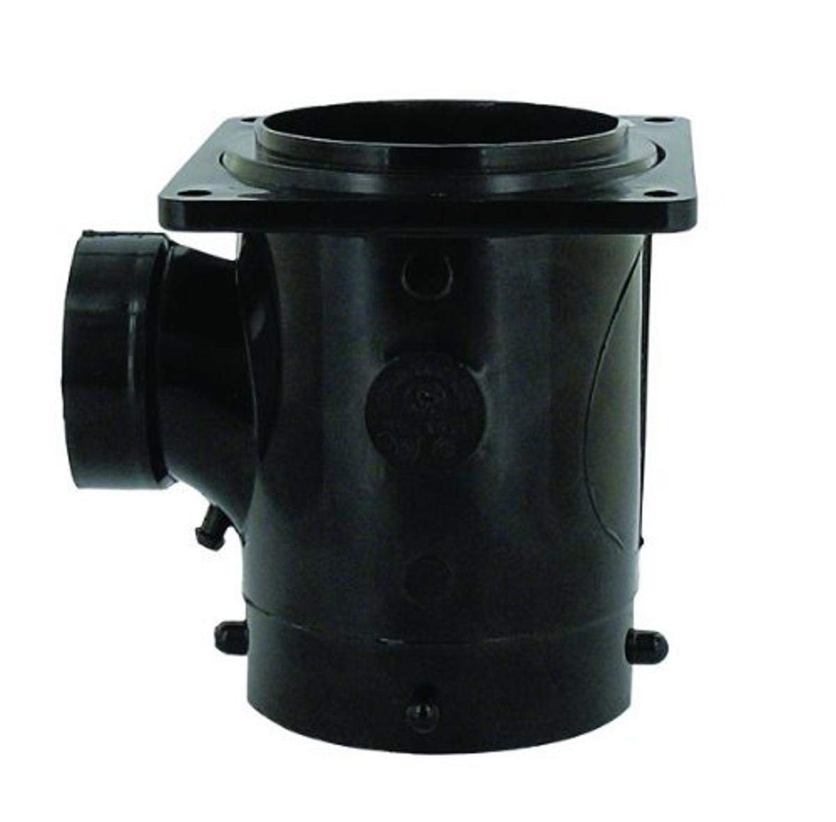 Valterra T1011 Flanged Valve Fitting - 3" Bayonet x 3" Rotating Flange Reducing, 3" San Tee x 1-1/2" Hub , Black
