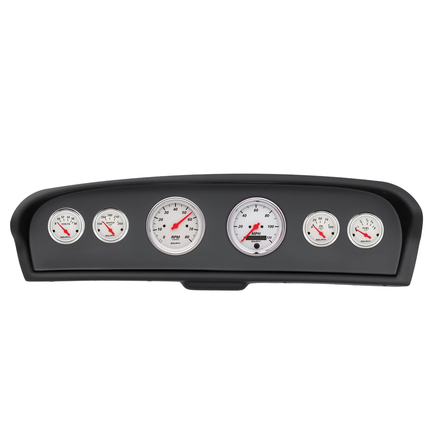 AutoMeter Dash Kit Direct Fit, Ford Truck 61-66, Tach/Mph/Fuel/Oilp/Wtmp/Volt, Arctic White (2144-03)