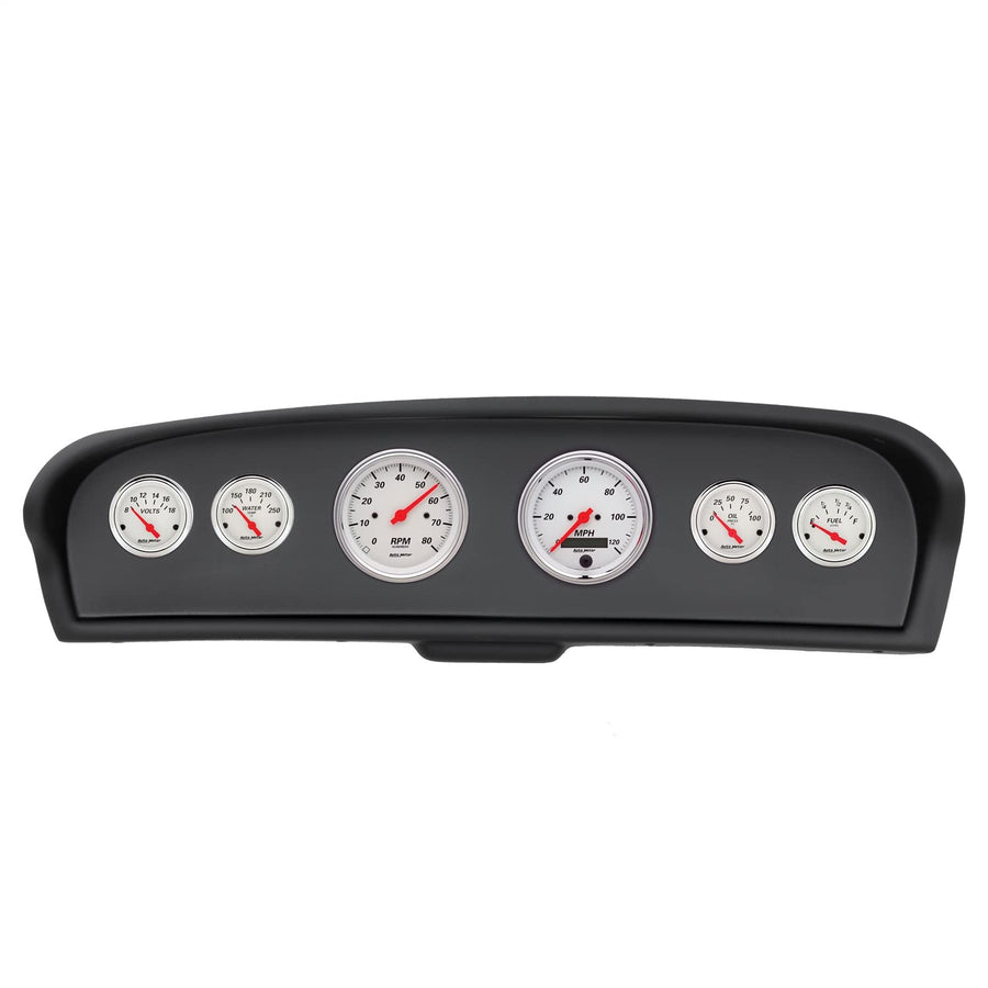 AutoMeter Dash Kit Direct Fit, Ford Truck 61-66, Tach/Mph/Fuel/Oilp/Wtmp/Volt, Arctic White (2144-03)