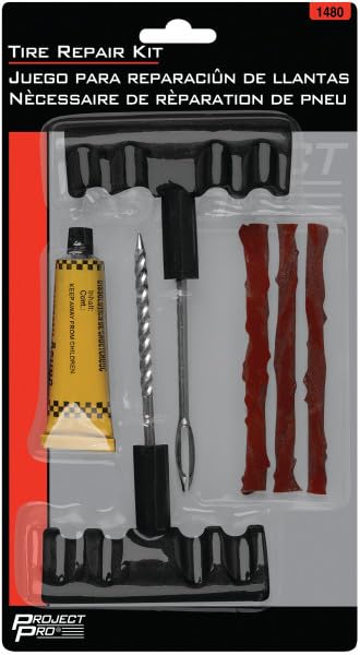 Comprehensive Performance Tool 1480 Kit for Tubeless Tire Repair - Includes Plugs, Glue, and Essential Tools for Quick and Easy Fixing