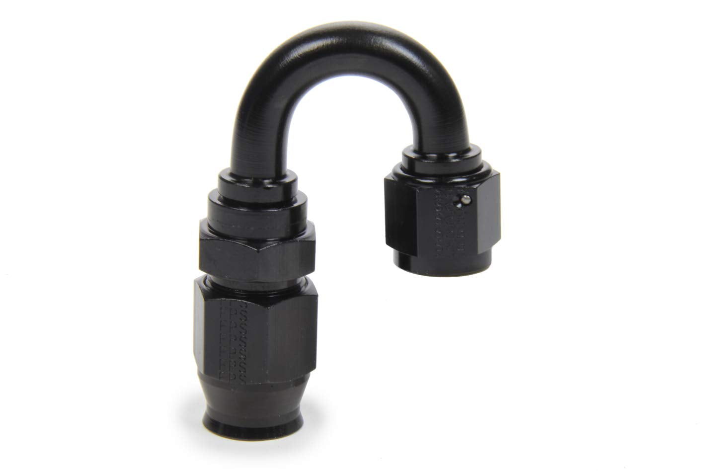 FRAGOLA Race-Rite Fitting, Hose End, PTFE Hose, 180 Degree, 8 an Hose to 8 an Female, Swivel, Aluminum, Black, Each