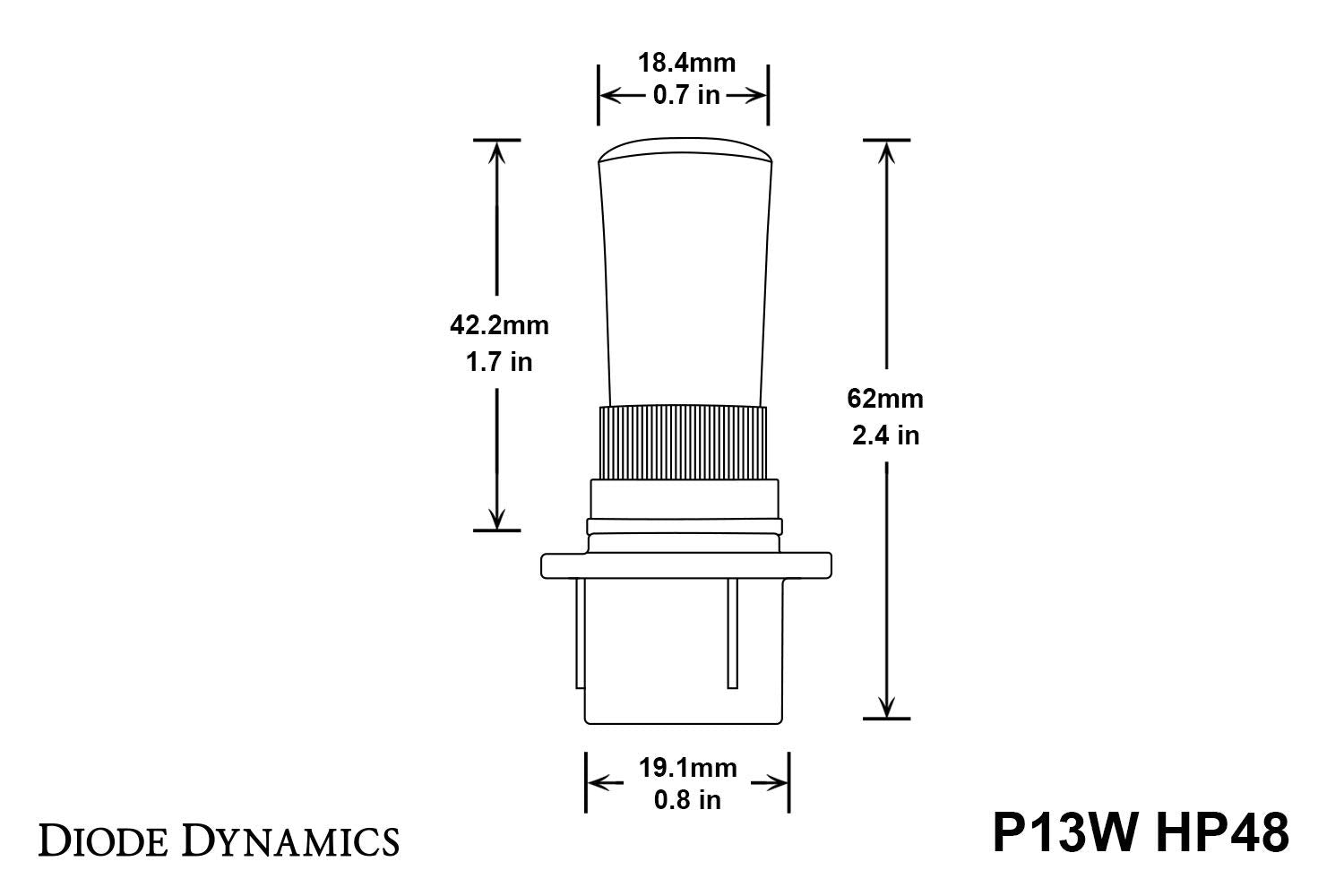 Diode Dynamics LED Fog Light Bulbs HP48 compatible with P13W/PSX26W bulb size (pair)
