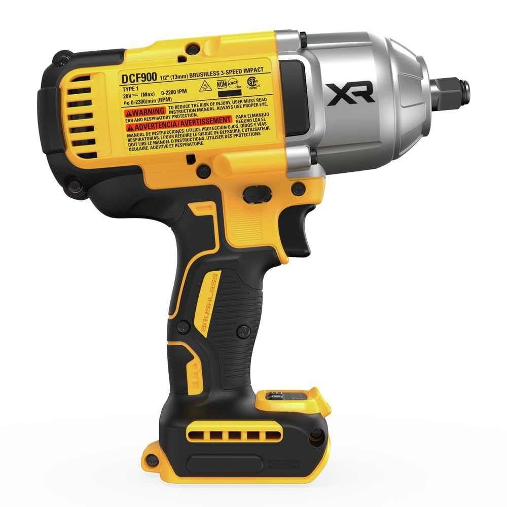 20V MAX DEWALT Cordless Impact Wrench, 1/2 Impact Gun, 4-Speed High Torque with Hog Ring Anvil and LED Light, Brushless Motor, Precision Wrench, Tool Only (DCF900B)