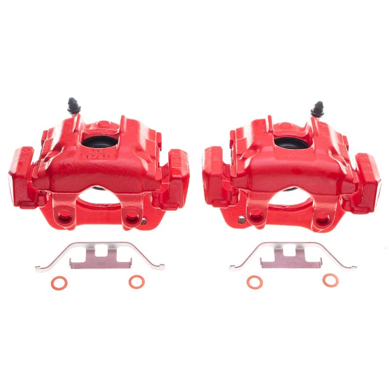 Power Stop Pair of High-Temp Red Powder Coated Rear Calipers For BMW 330Ci 2001-2005, BMW 330i 2001-2005, BMW X3 2004-2010 [Model Specific]