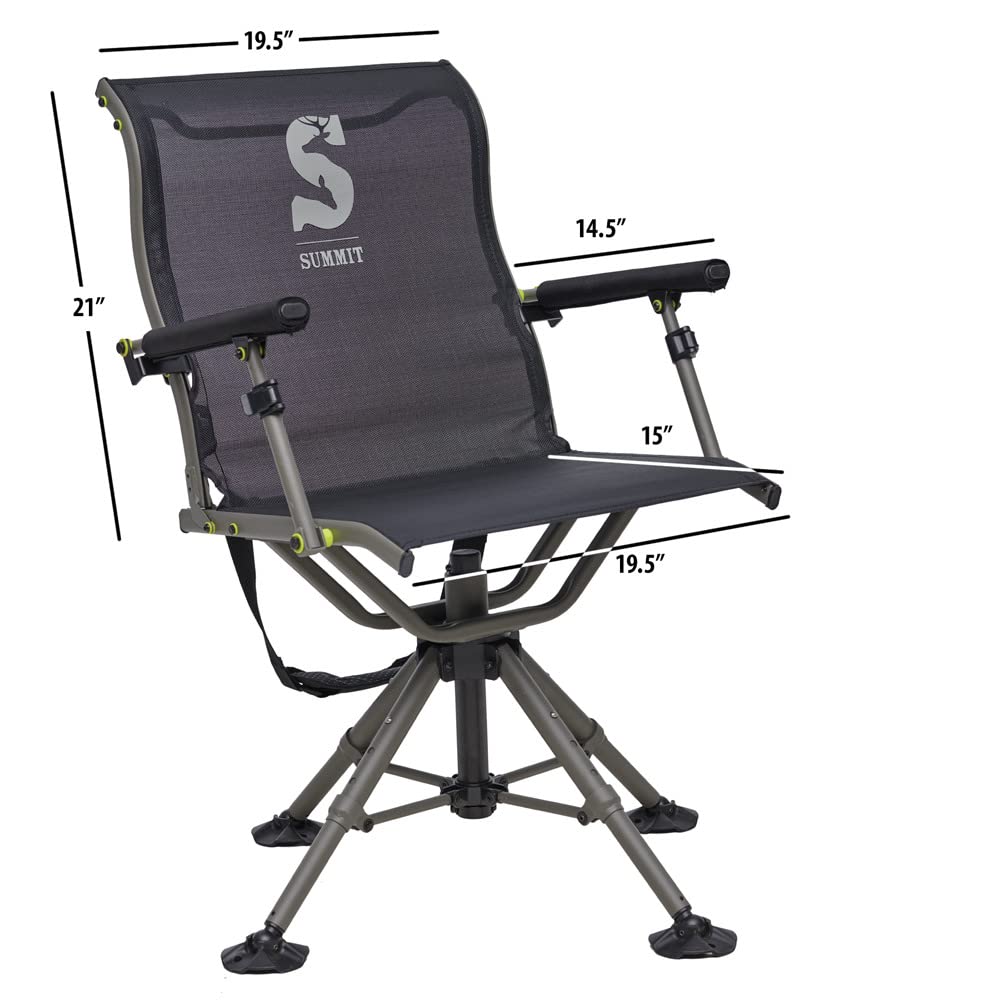Shooting Chair Summit Treestands | Ideal Hunting Chair for Blinds | Wide Feet for Uneven Ground or Mud, Black (SU88023)