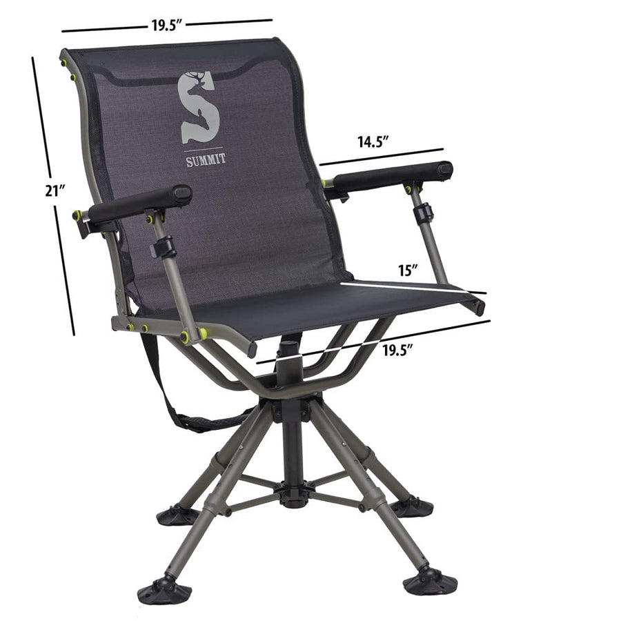 Shooting Chair Summit Treestands | Ideal Hunting Chair for Blinds | Wide Feet for Uneven Ground or Mud, Black (SU88023)
