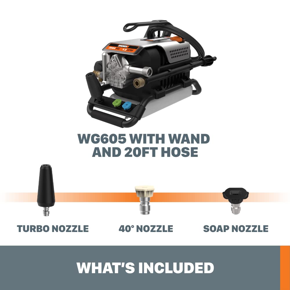 13 Amp Worx Electric Pressure Washer 1800 PSI with 3 Nozzles - WG605