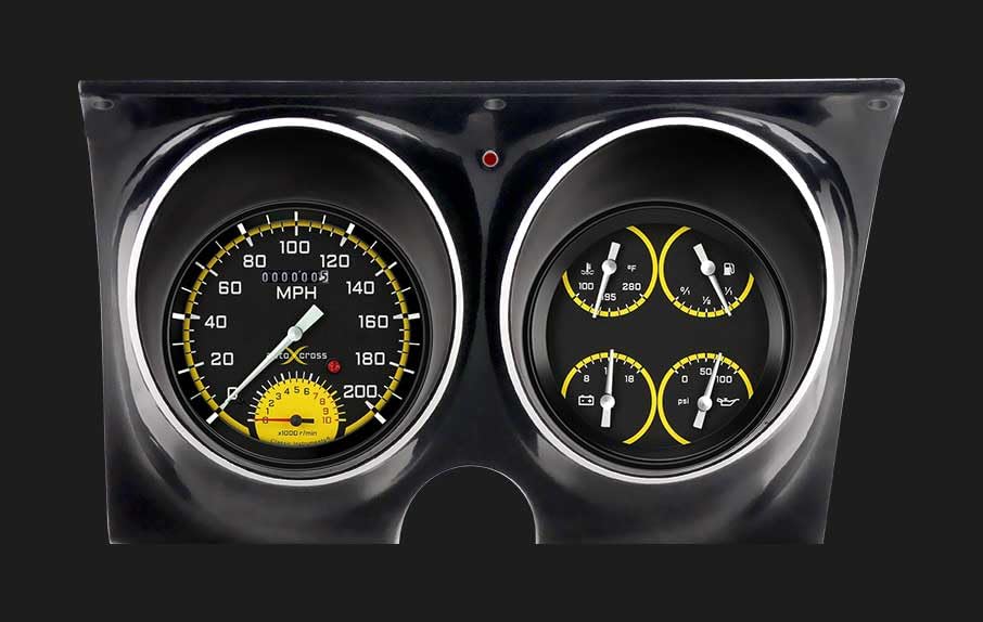 CAM67AXY Classic Instruments Autocross YEL Direct Fit Gauge Set Compatible with 1967 Camaro