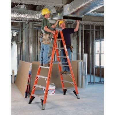 12' Dual Access Werner Fiberglass Step Ladder 375 lb. Cap