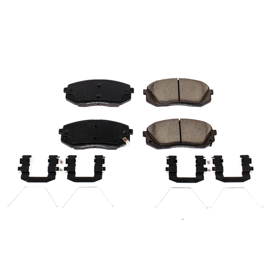 Power Stop Front Brake Kit For Hyundai Elantra GT 2018-20 |Kona 2018-23 |Sonata 2016-19 |Veloster 2019-21 |Kia Forte 2020-23 - Brake Pads Ceramic With Installation Hardware, 17-1855